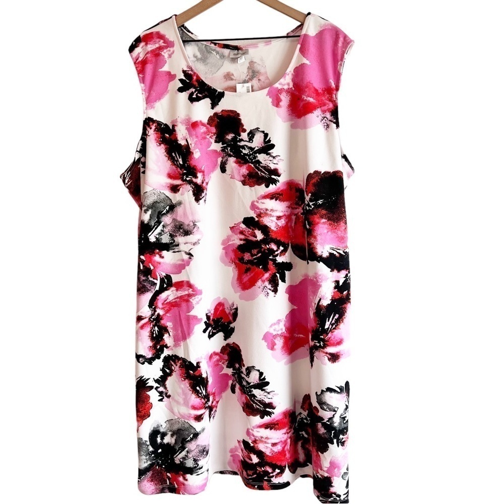 AVENUE FLORAL PRINT PINK BLACK WOMEN PLUS SIZE 26/28 BRAND NEW DRESS